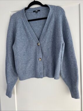 Uniqlo Dusty Blue V‑Neck Button Cardigan